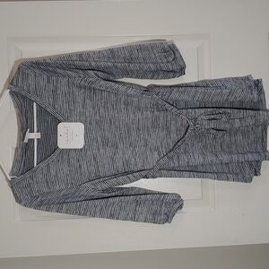 Isabel Maternity Black White Stripe Front Tie Top Size M